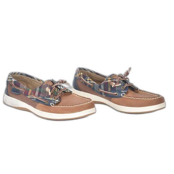 Sperry Rosefish Plaid 3 Hole Leather and Canvas Lace up Docksider Size 6.5 - Picture 2 of 5